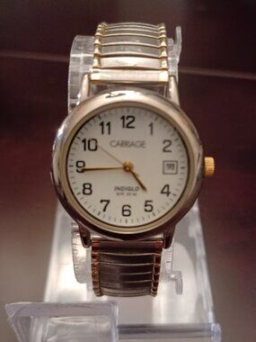 Ladies TIMEX Carriage Indiglo Gold Colored Watch - WORKS!